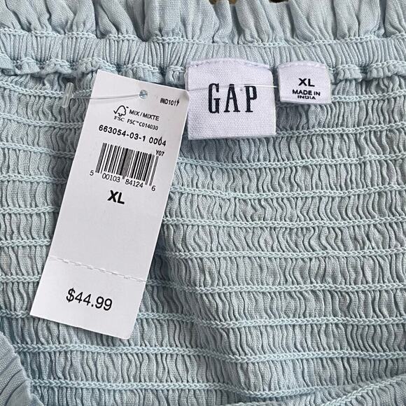 Gap Women's Puff Sleeve Smocked Peplum Top Essential Blue Size XL. NEW - Picture 5 of 7